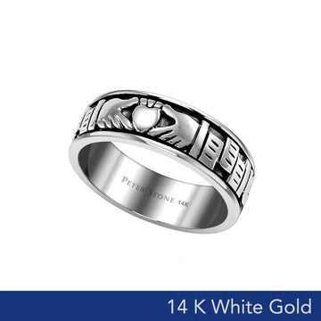 Irish Claddagh 14K White Gold Spinner Ring WTR1681 - Jewelry